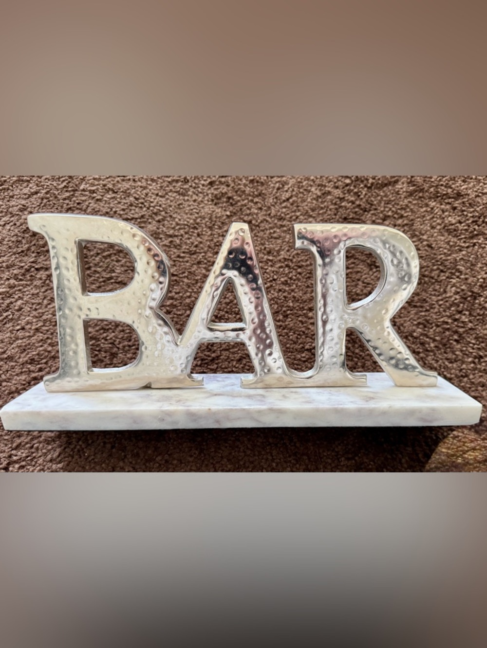 Silver Marble 'BAR' Decorative Letter Sign